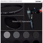 ZOMEI Glass Slim ND2-400 Neutral Density Fader Variable ND filter Adjustable 49/52/55/58/62/67/72/77/82mm