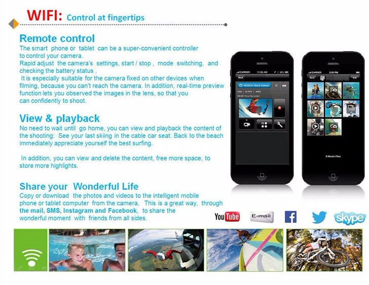 GitUP Git2P 90 Degree Lens Action Camera 2K Wifi Sports DV Full HD