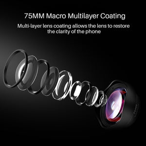 Updated 17MM Thread Mobile Camera Lens 10X Macro Lens Phone 75MM Clip On Lenses for iPhone 11 Pro Max Android