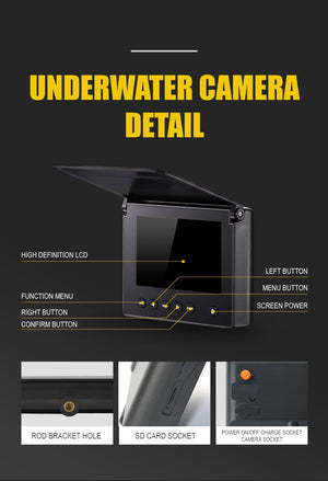 LUCKY Portable Underwater Fishing&Inspection Camera Night vision Camera 4.3 Inch IP68 20M Cable for Ice/Sea