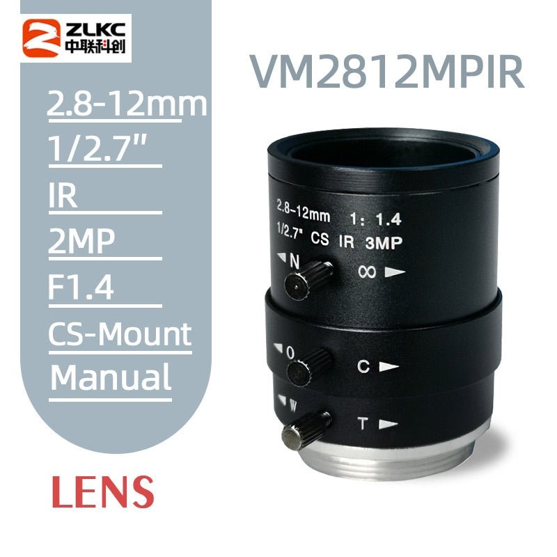 New CS-Mount FA Lens 3MP 2.8-12mm Varifocal  Manual Iris Lens IR Function Security  Camera Lens