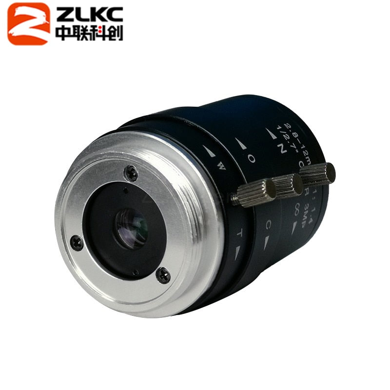 New CS-Mount FA Lens 3MP 2.8-12mm Varifocal  Manual Iris Lens IR Function Security  Camera Lens