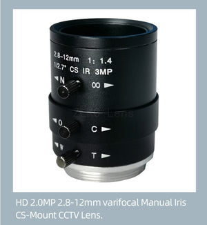 New CS-Mount FA Lens 3MP 2.8-12mm Varifocal  Manual Iris Lens IR Function Security  Camera Lens