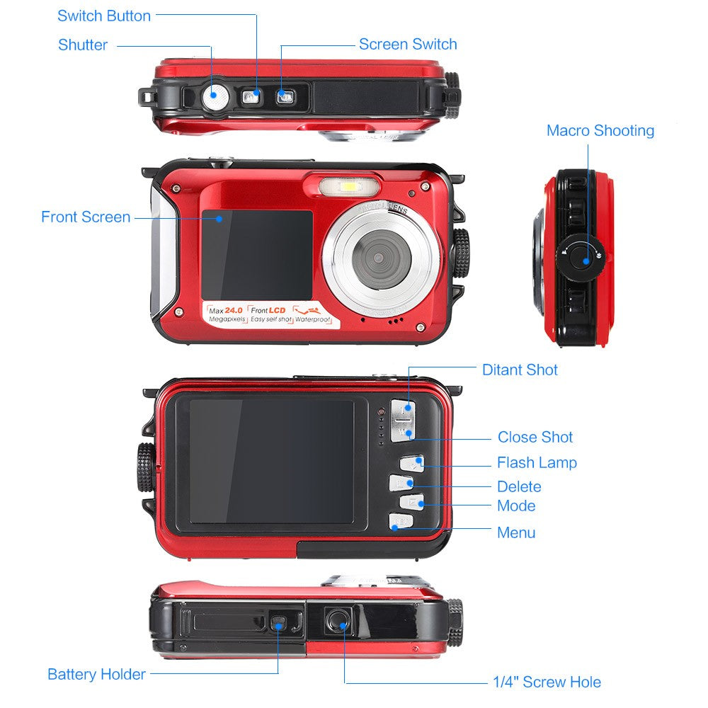 2017 Latest Winait DC-16 Super 1080P Max 24MP Digital Camera Mini Camera Support 32GB Card