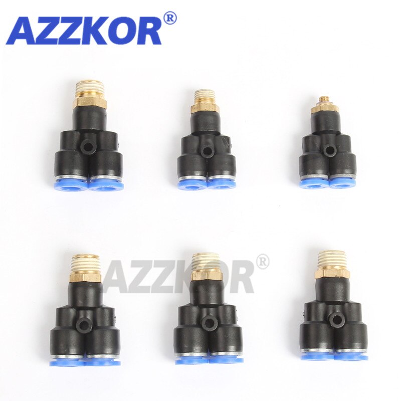PX Y Type 3-way Air Pneumatic Joints Male-thread Pneumatic Connector Pneumatic Accessories
