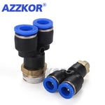 PX Y Type 3-way Air Pneumatic Joints Male-thread Pneumatic Connector Pneumatic Accessories