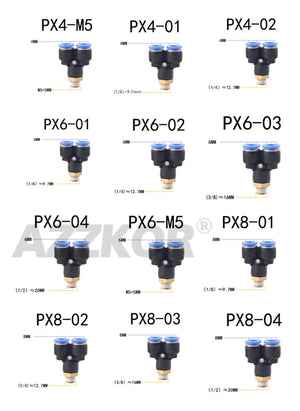 PX Y Type 3-way Air Pneumatic Joints Male-thread Pneumatic Connector Pneumatic Accessories