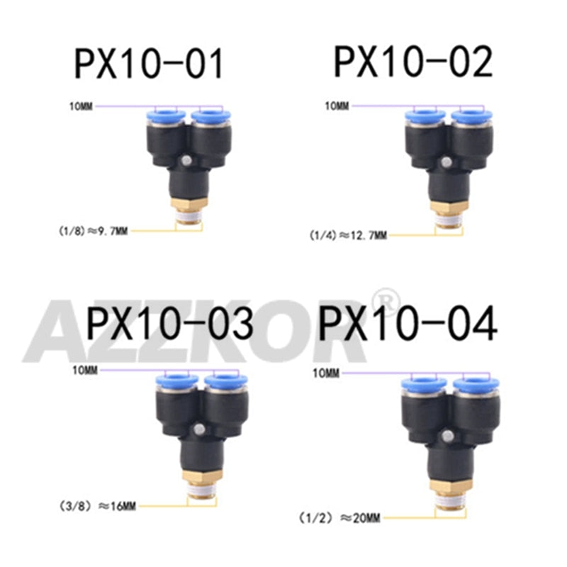 PX Y Type 3-way Air Pneumatic Joints Male-thread Pneumatic Connector Pneumatic Accessories