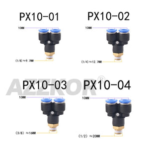 PX Y Type 3-way Air Pneumatic Joints Male-thread Pneumatic Connector Pneumatic Accessories