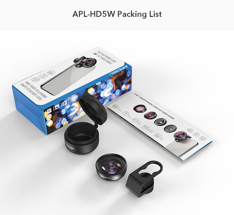 Apexel HD 110 degree Wide Angle Camcorder Lens for Dual & Single Lens All Smartphones