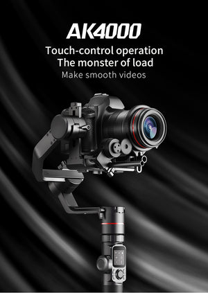 AK4000 3-Axis Handheld Camera Stabilizer Gimbal for Sony Canon 5D 8D Mark II Panasonic GH5 Nikon D850 4kg Payloay