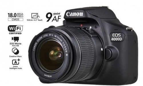 Canon EOS 4000D T100 DSLR Wi-Fi Camera with 18-55mm Lens